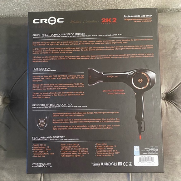 NIB CROC Professional Masters Collection 2K2 Infrared Blow Dryer - Picture 14 of 16